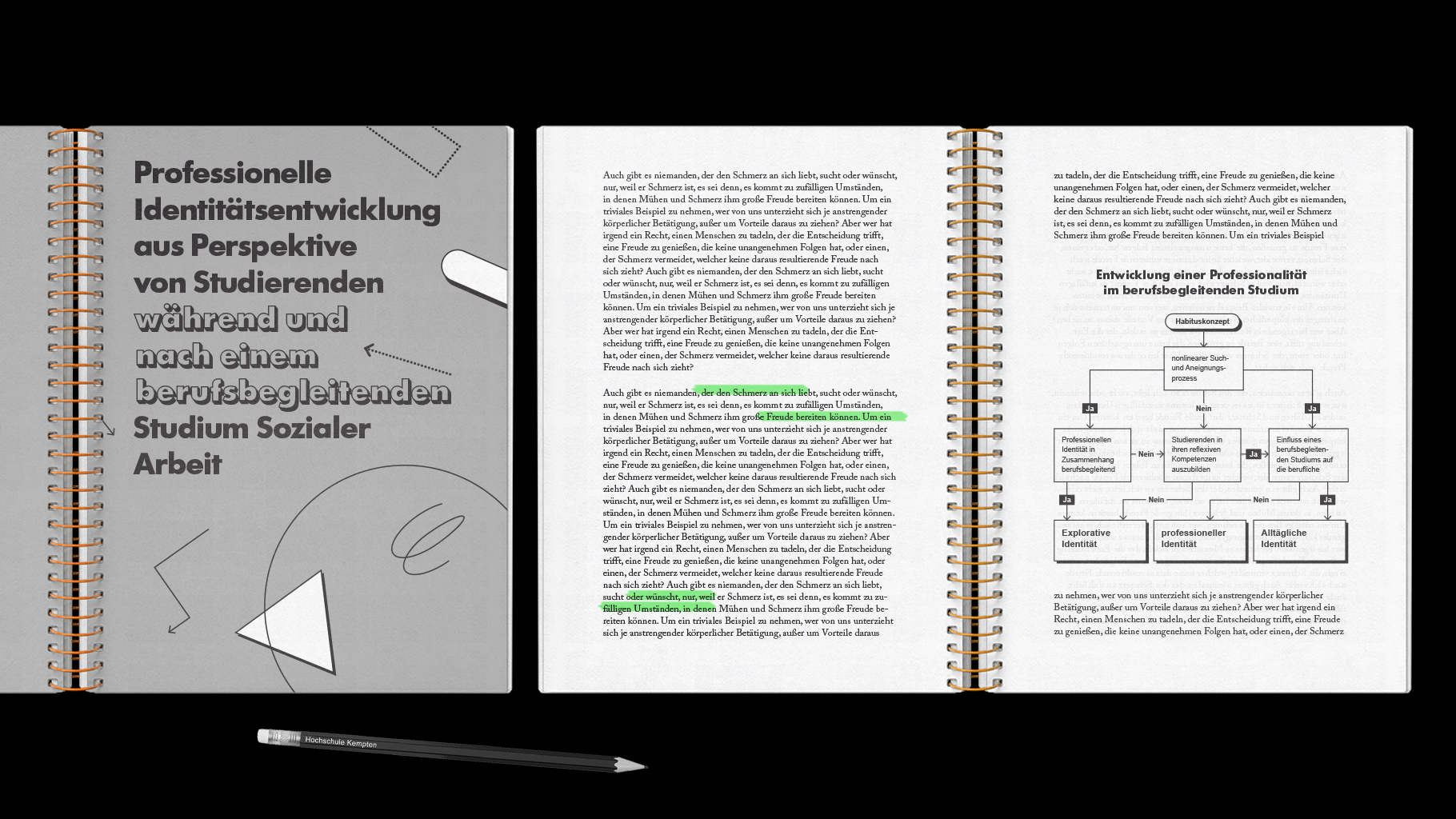Ring Binder Cover und Seite mit text und Grafik